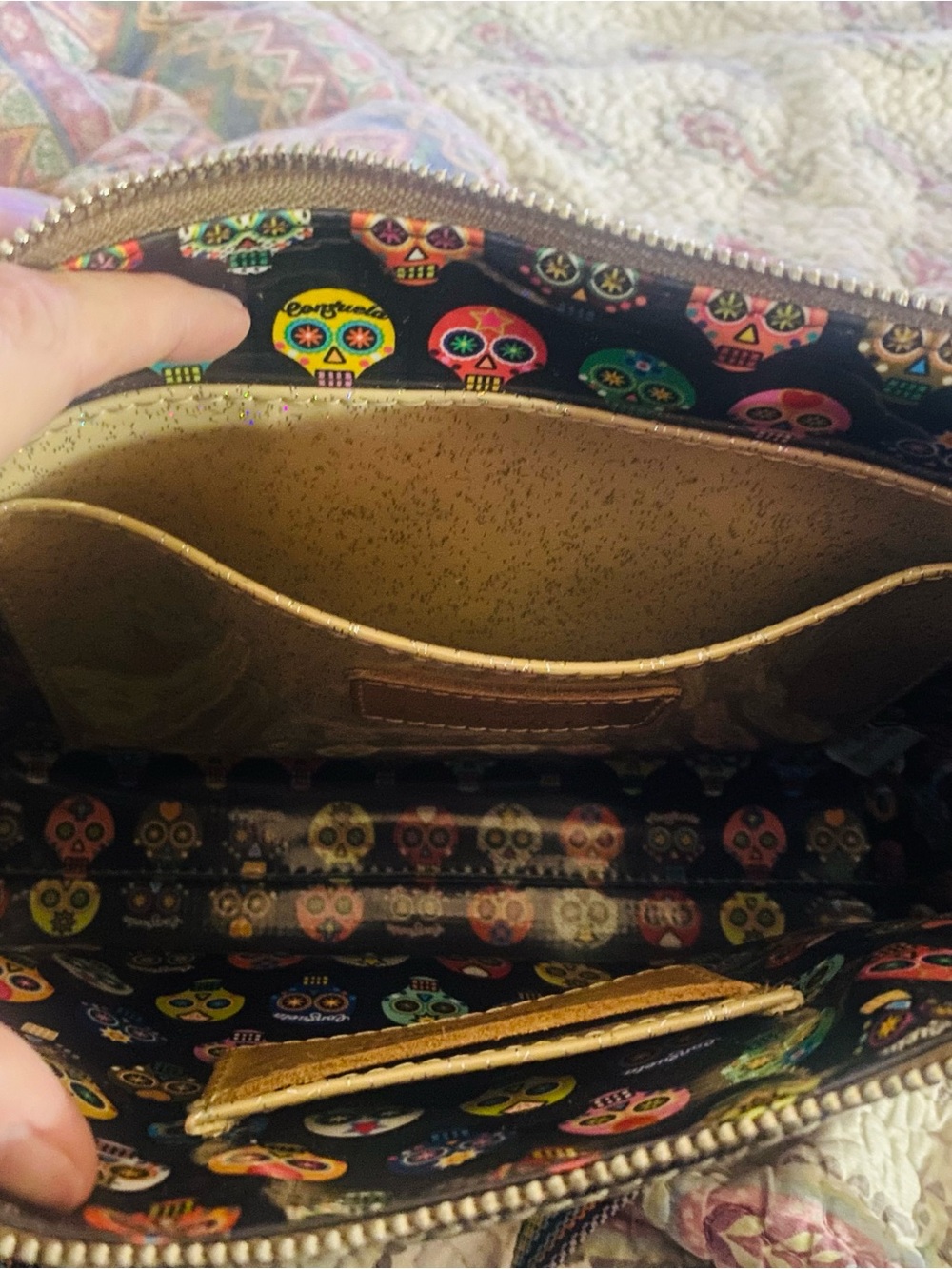 Consuela Black Embroidered Floral & Sugar Skull Crossbody Bag - Picture 3 of 4